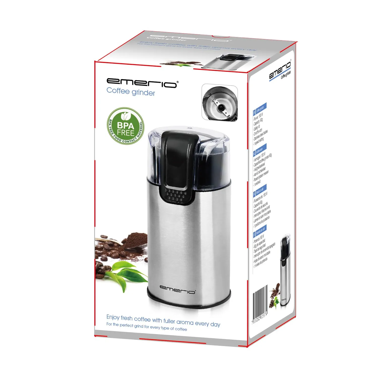 Emerio Kaffeemühle CG-125372 Edelstahl 60 g 150 W