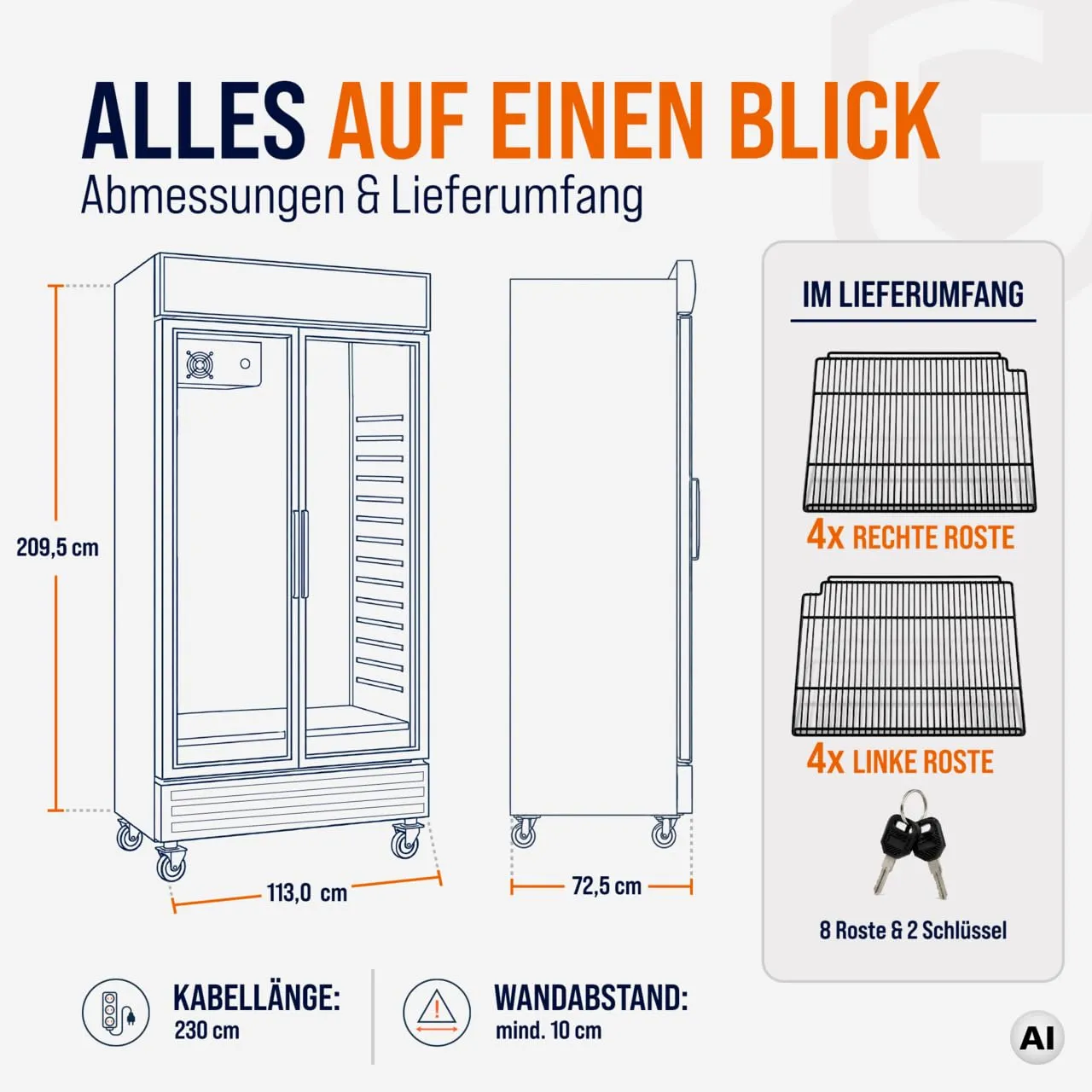 GastroHero GKS-1000KT Getränkekühlschrank 984 L 2-türig