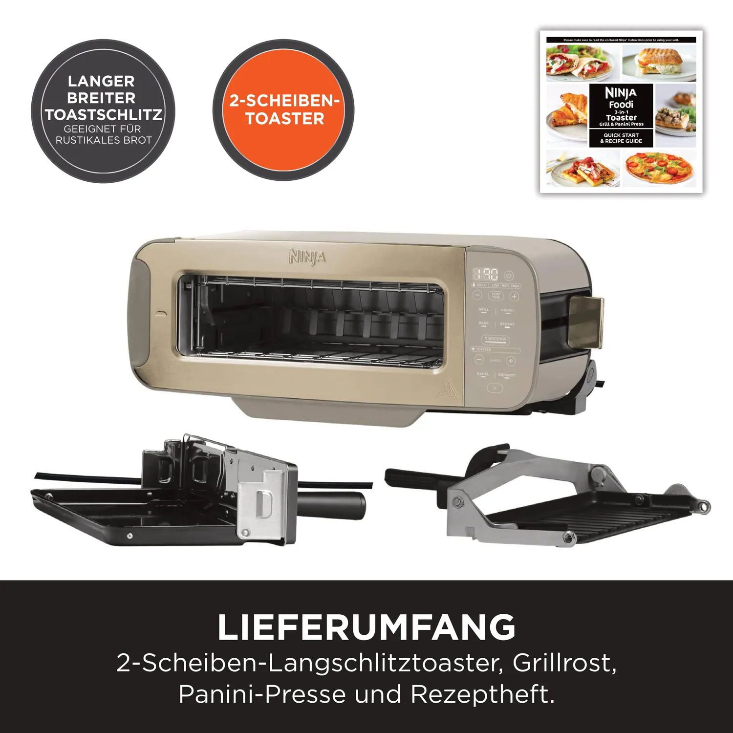 Ninja Foodi 3-in-1 Toaster Stone Gold 7 Toaststufen