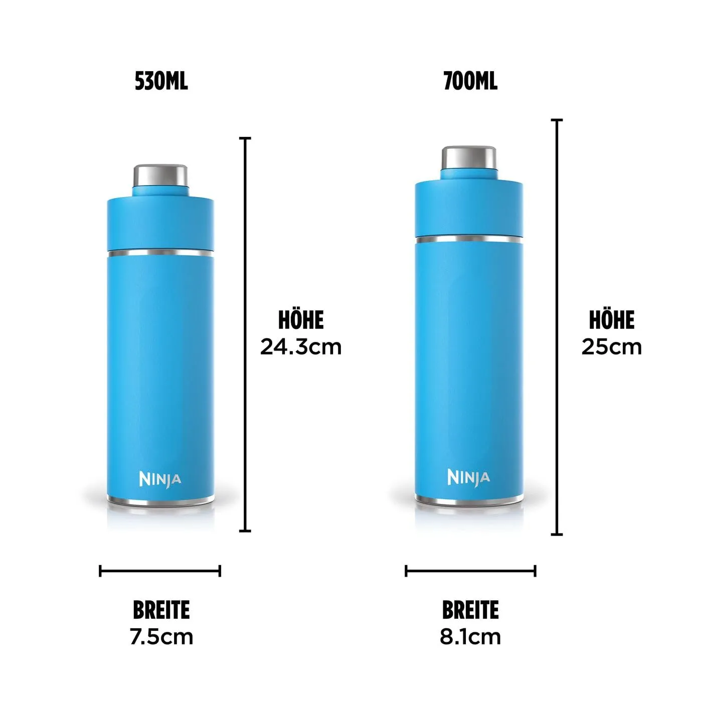 Ninja Thirsti Wasserflasche 530ml Tropenblau isoliert