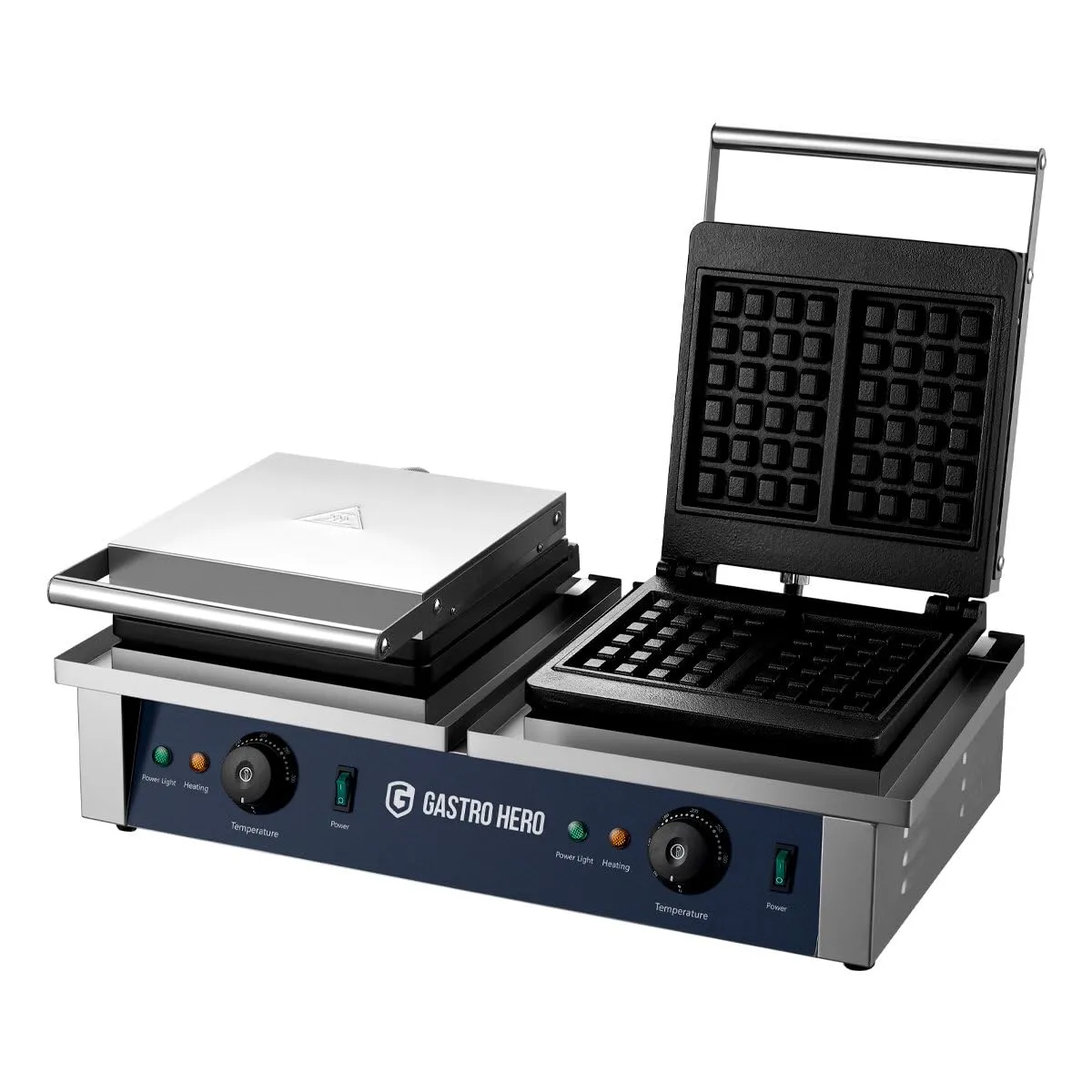 GastroHero FY-2202 Waffeleisen belgisch 4 Waffeln Edelstahl
