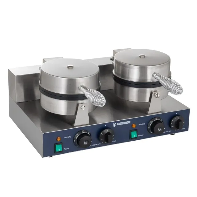GastroHero FY-2 Waffeleisen doppel rund Edelstahl