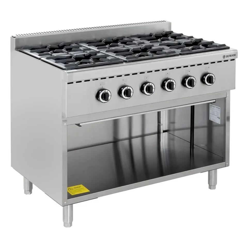 GastroHero GHBO6B Gasherd 6 Brenner 43,2 kW Edelstahl