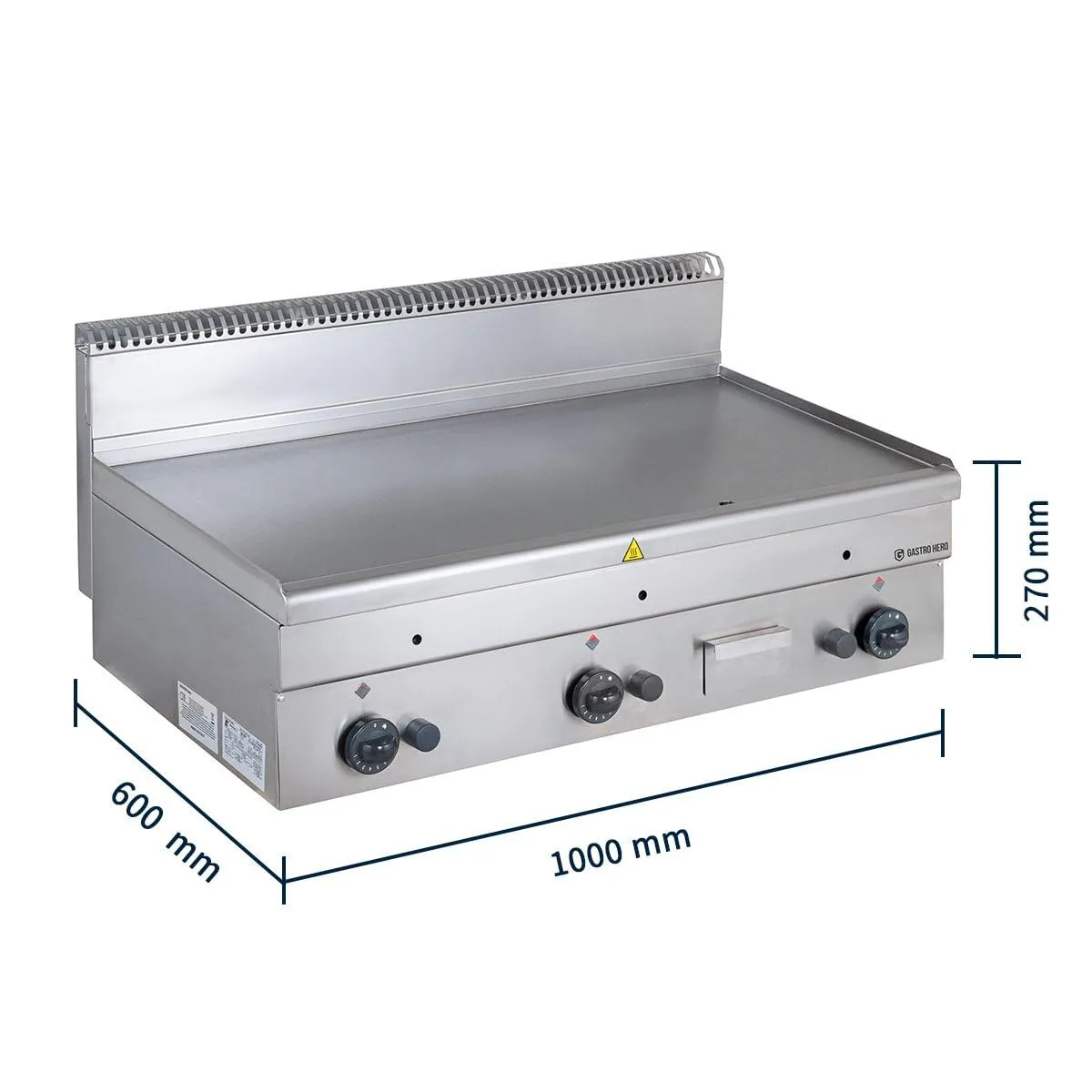 GastroHero MG106-03-003 Gas-Grillplatte 100x60 cm glatt