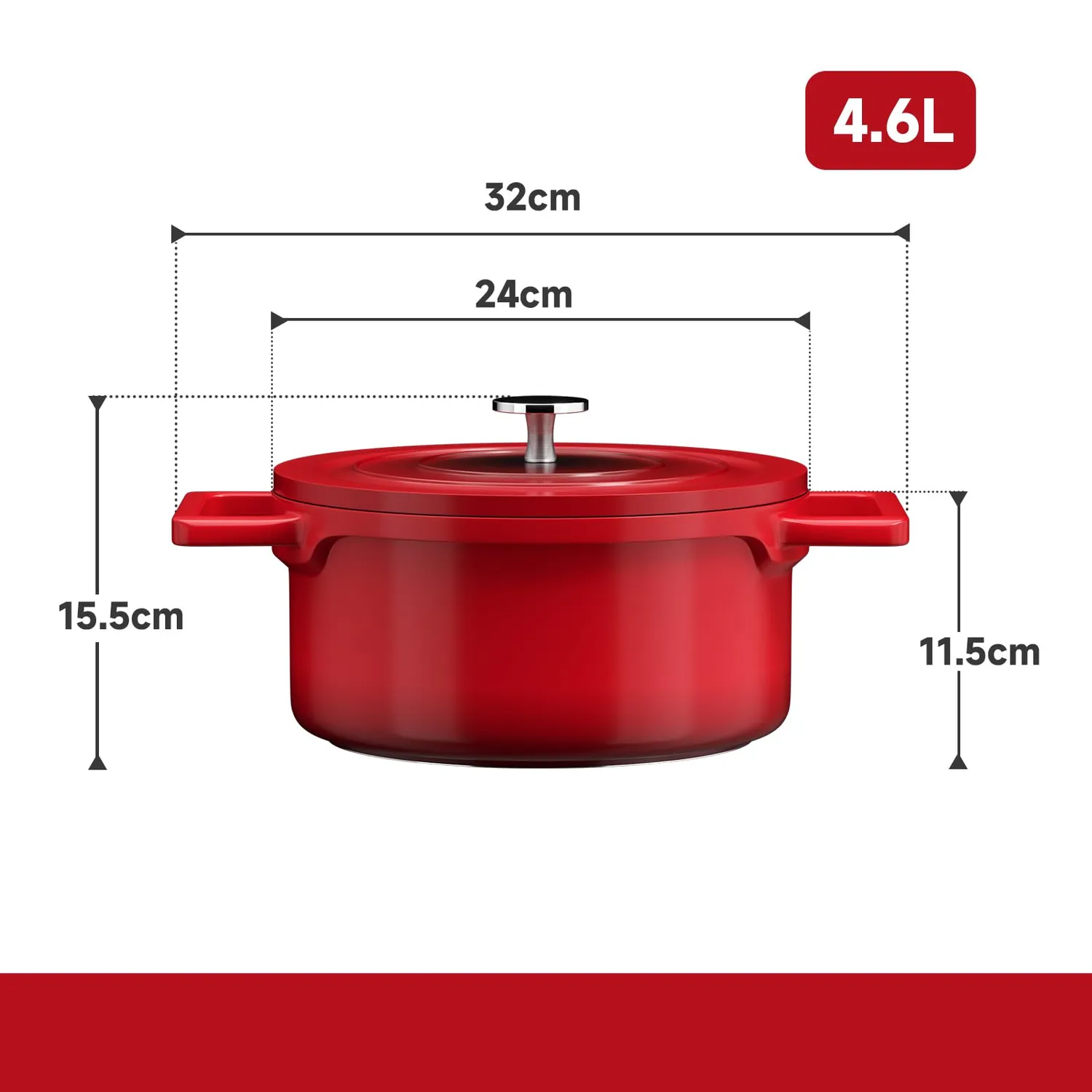 HOMELUX Topf Induktion 24cm 4,6L Antihaft mit Deckel