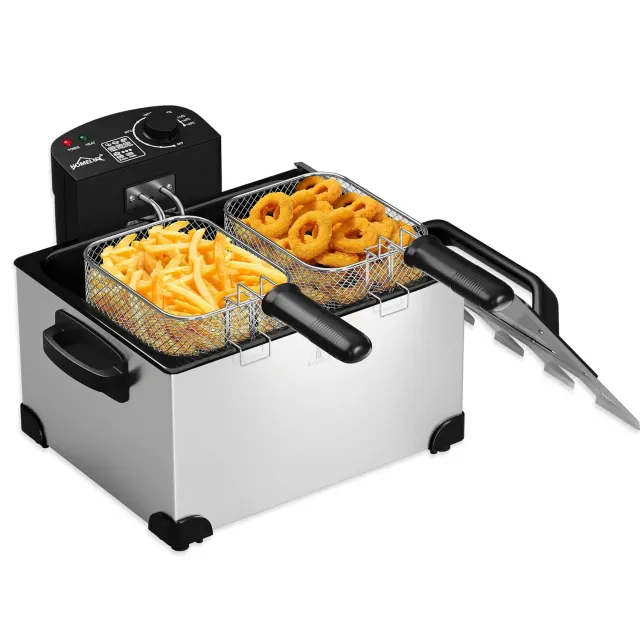 HOMELUX Friteuse 5 Liter 2000W Edelstahl 3 Körbe