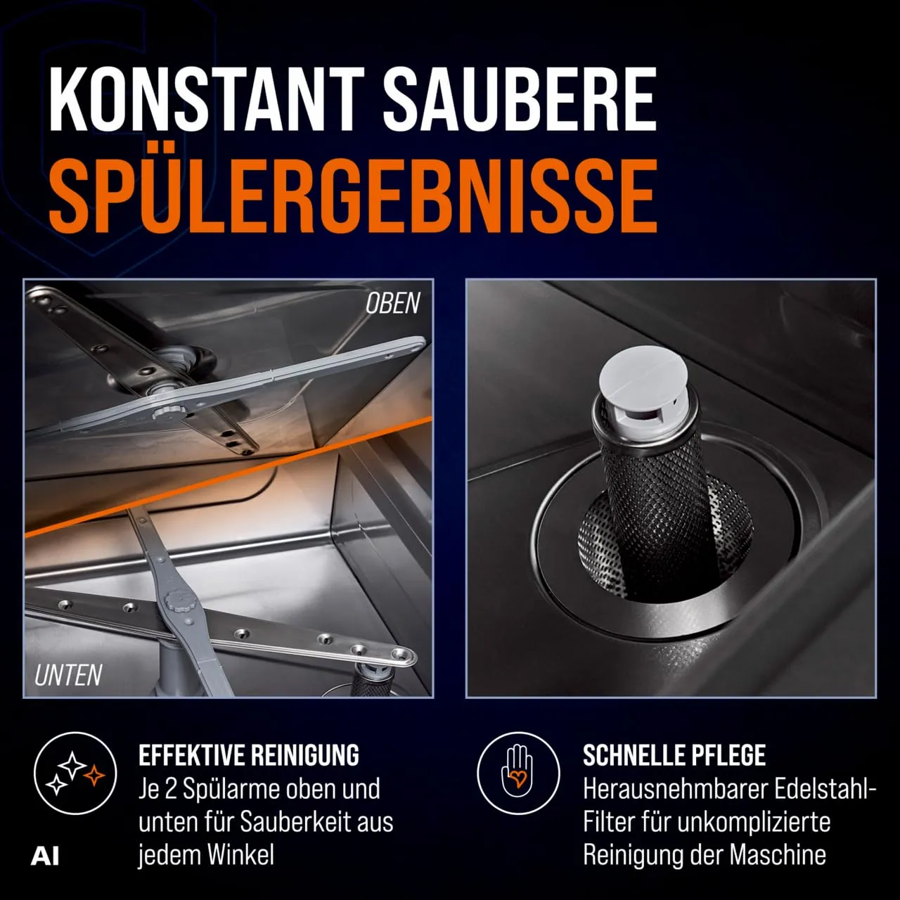 GastroHero GSME54SL Geschirrspülmaschine 50x50 Edelstahl