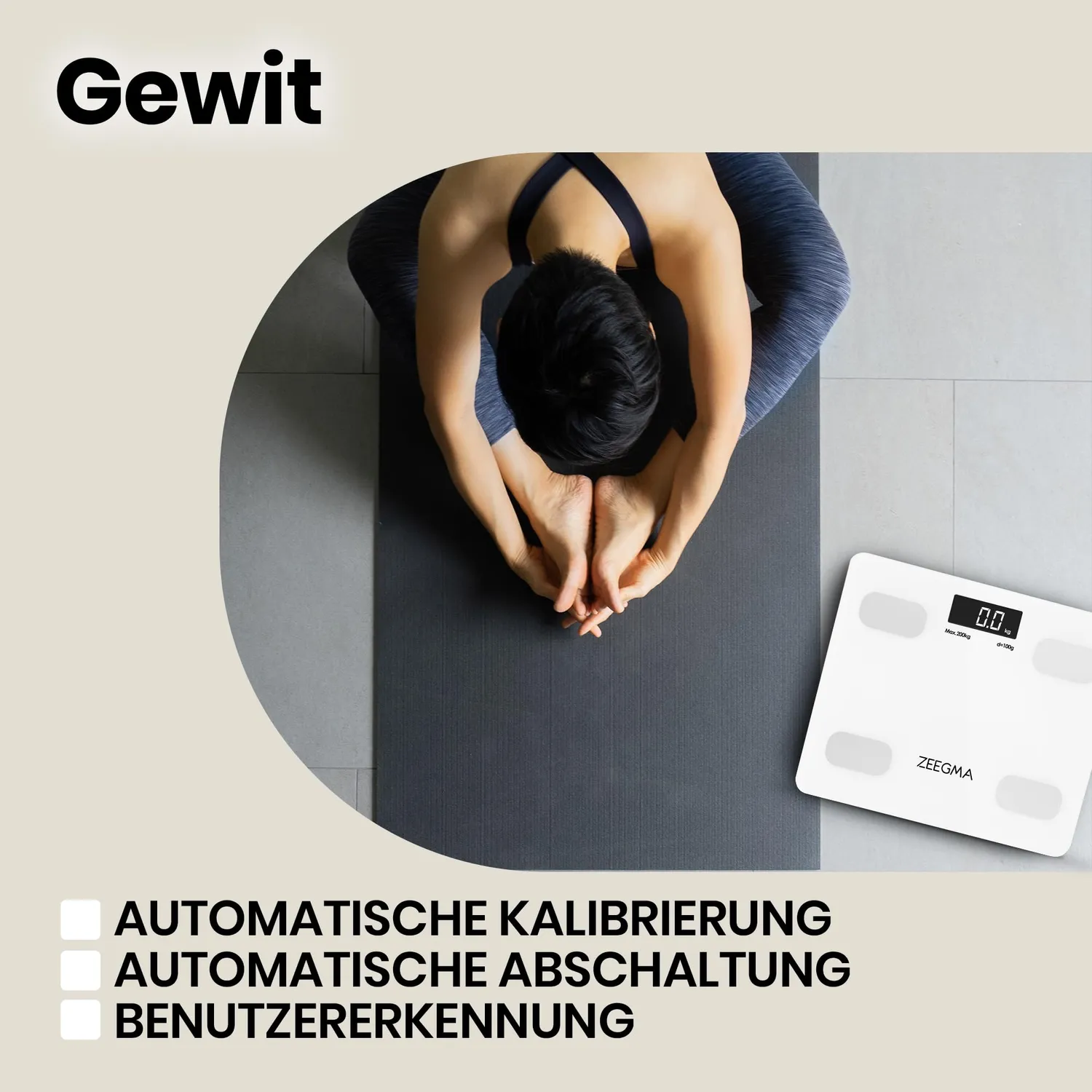 ZEEGMA Gewit Fittrack Personenwaage Weiß smart 200 kg