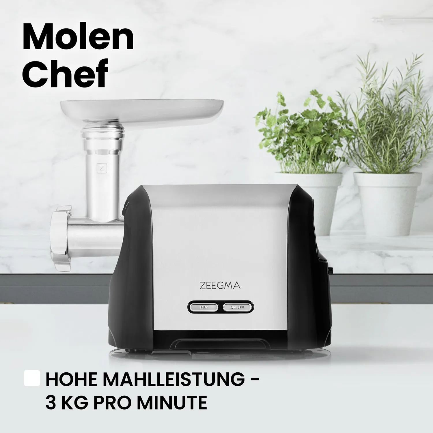 Zeegma Molen Chef Fleischwolf Silber 1900 W 3 kg/min