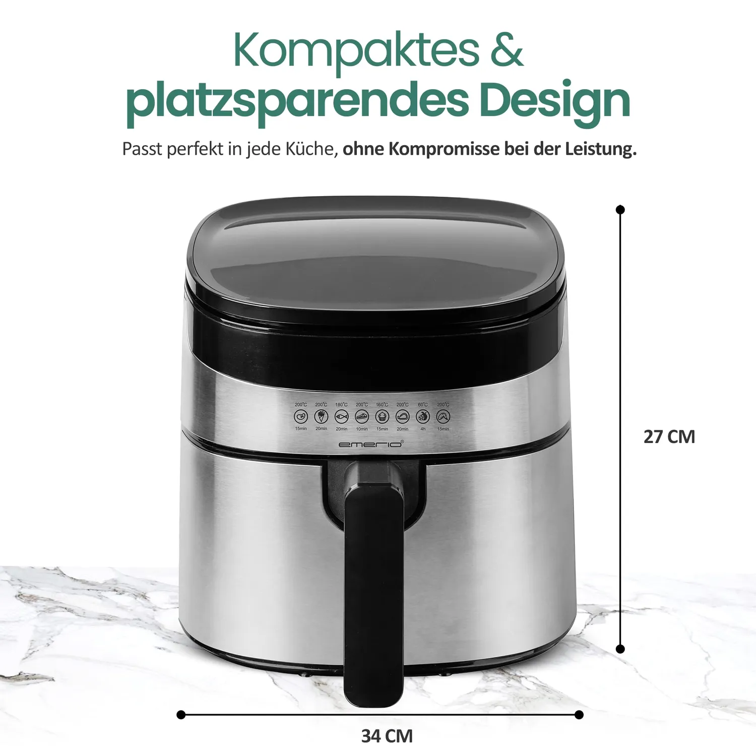 Emerio AF-129084 Heißluftfritteuse 4,5L INOX 1300W