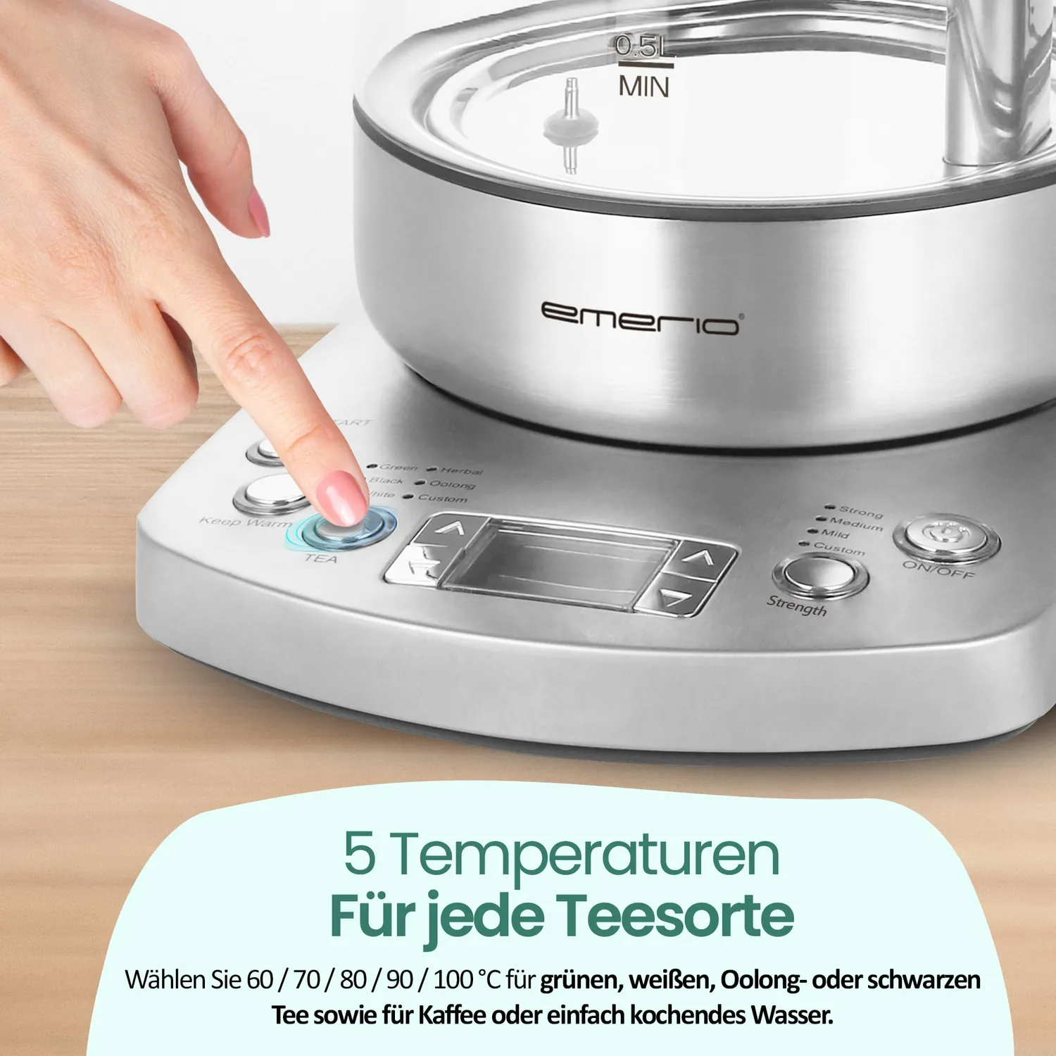 Emerio WK-122248 Teekocher Glas 1,7L Automatik