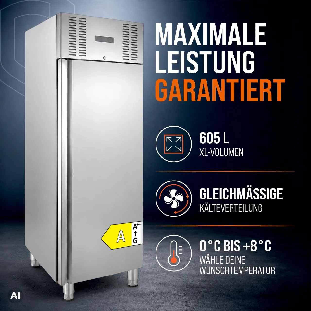 GastroHero Eline KS-ELINE650M Kühlschrank 605 L Edelstahl