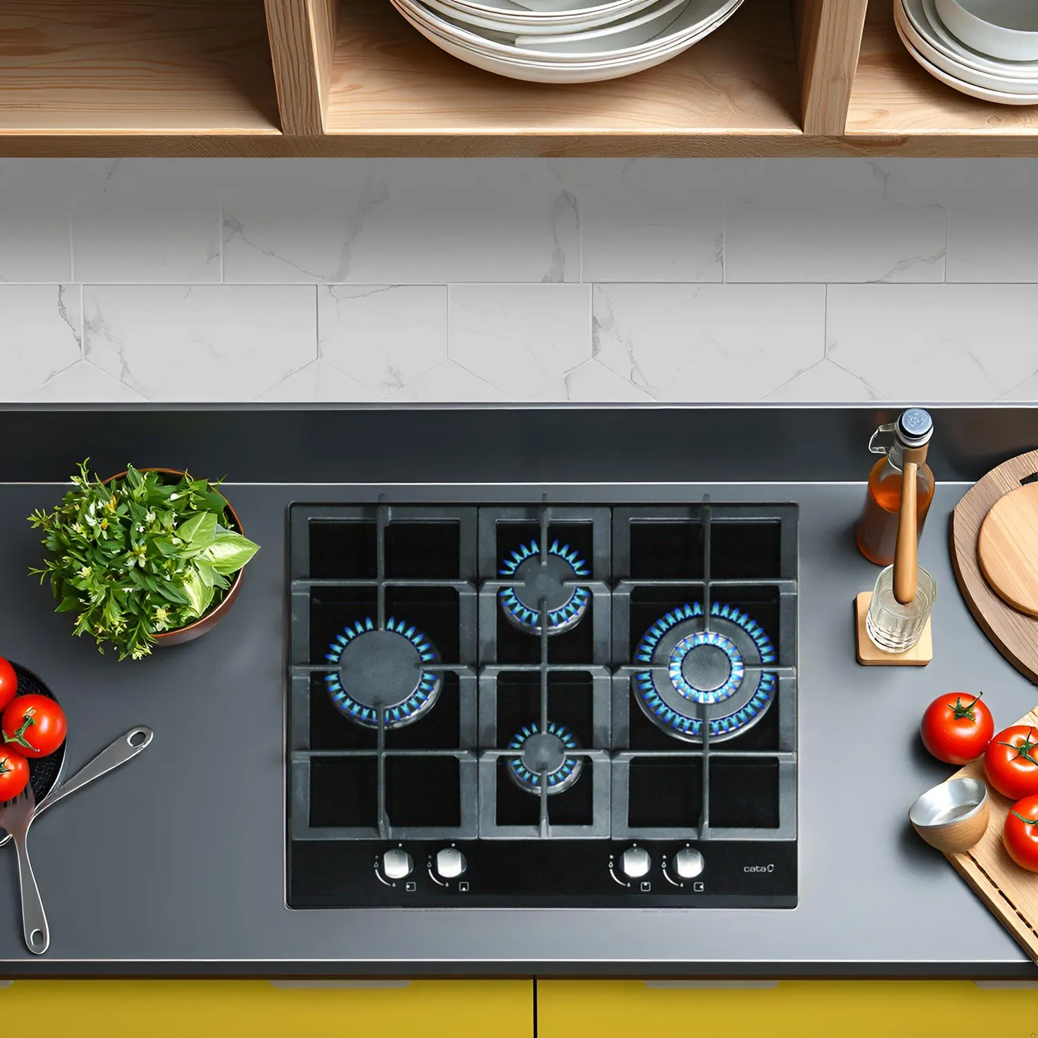 CATA LCI 6031 BK Gaskochfeld 64 cm schwarz 4-flammig