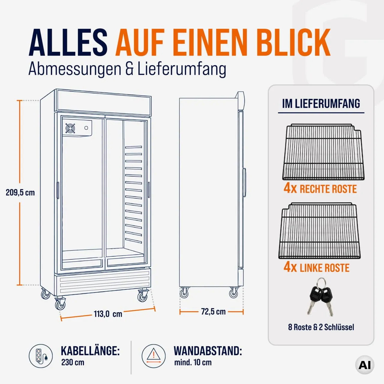 GastroHero GKS-1000ST Getränkekühlschrank 864 L 2-türig