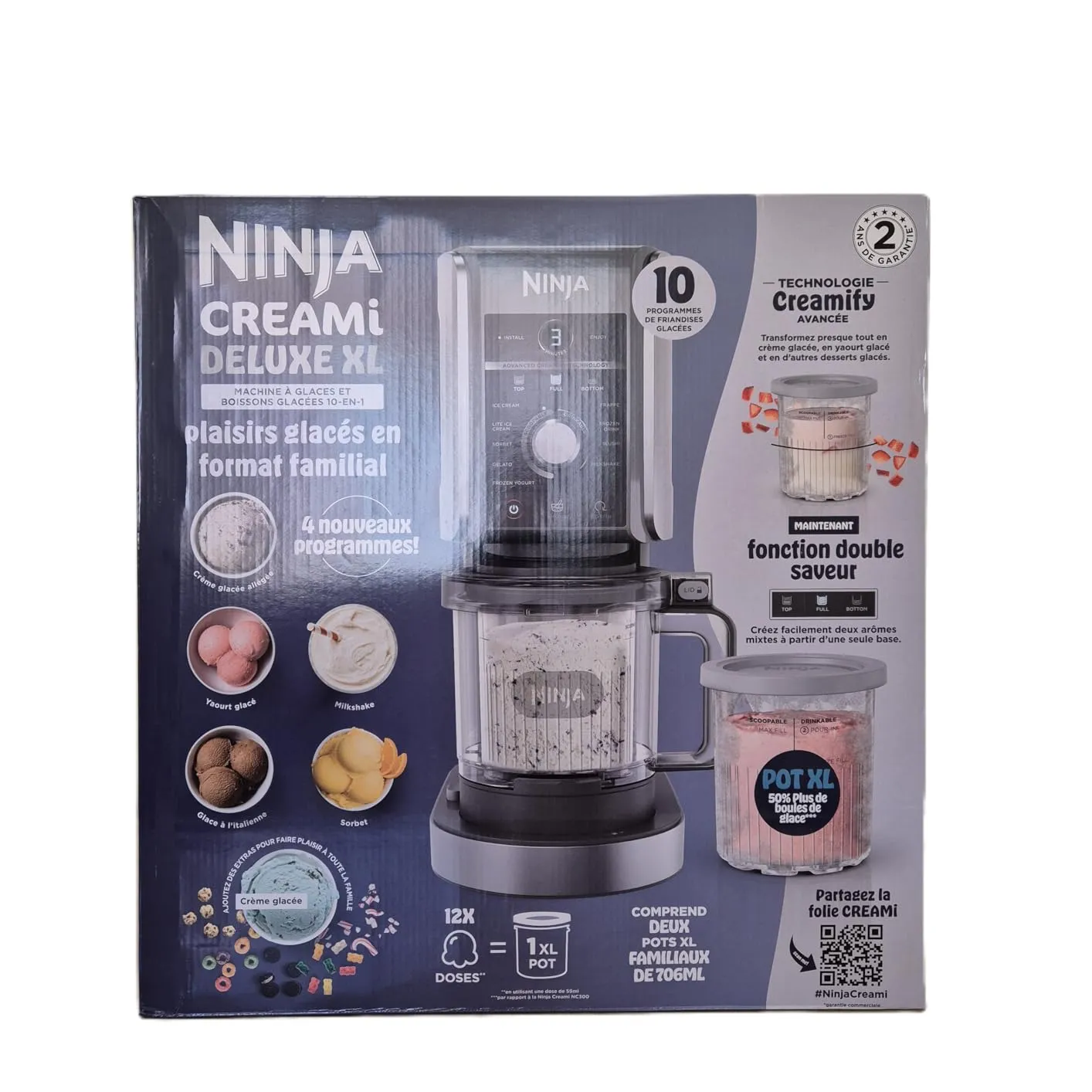 Ninja CREAMi Deluxe Eismaschine Silber 2x 710 ml 10-in-1
