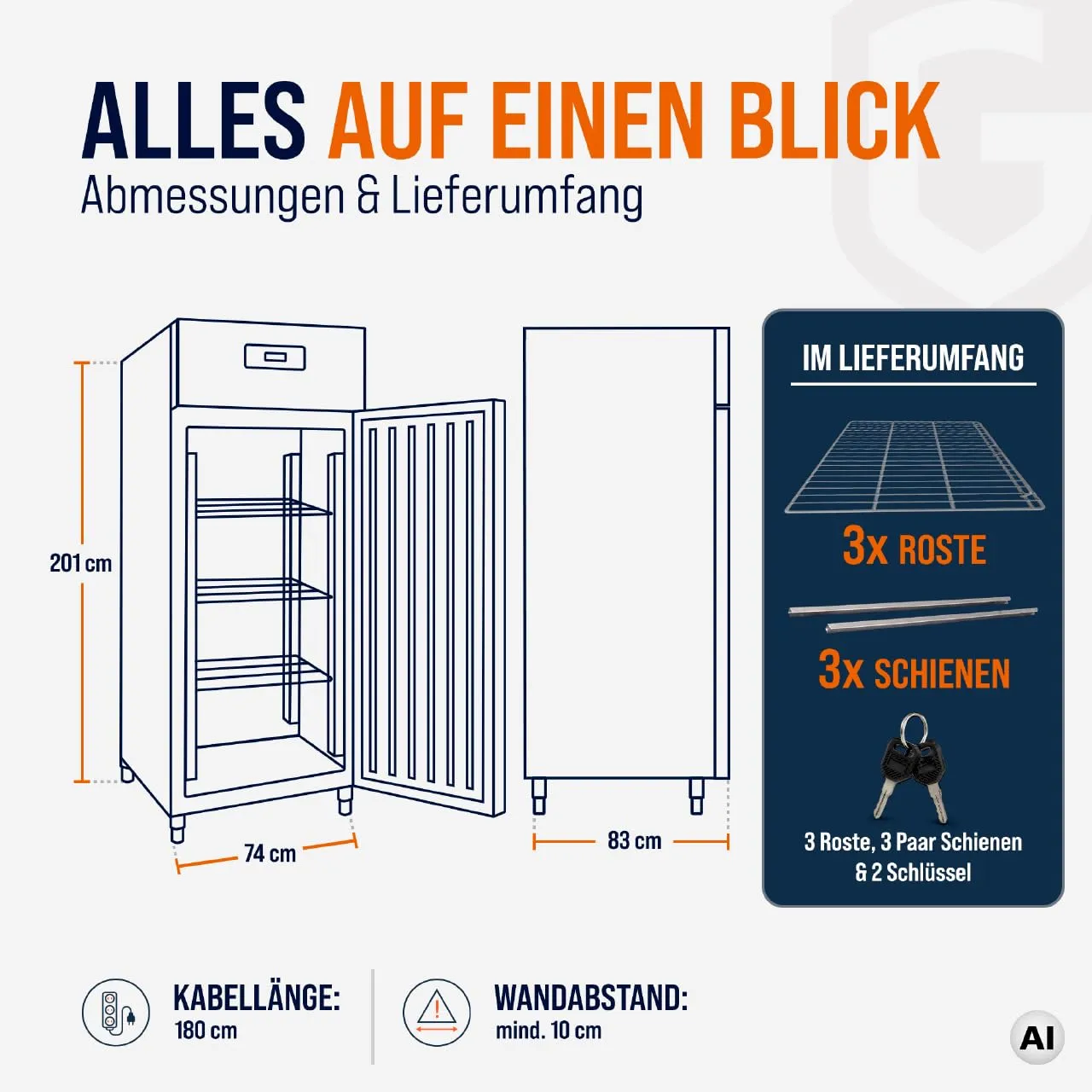 GastroHero ECO 650 Gewerbekühlschrank 616L GN2/1