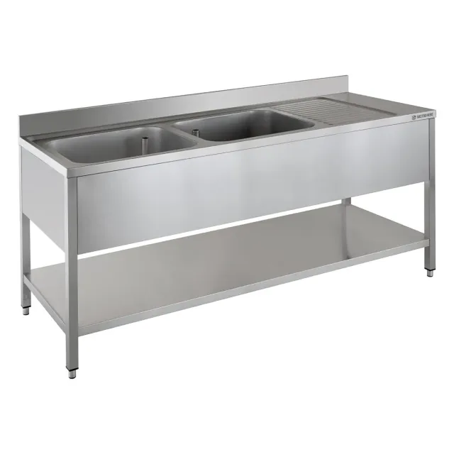 GastroHero ECO Spültisch 200x70 cm 2 Becken links