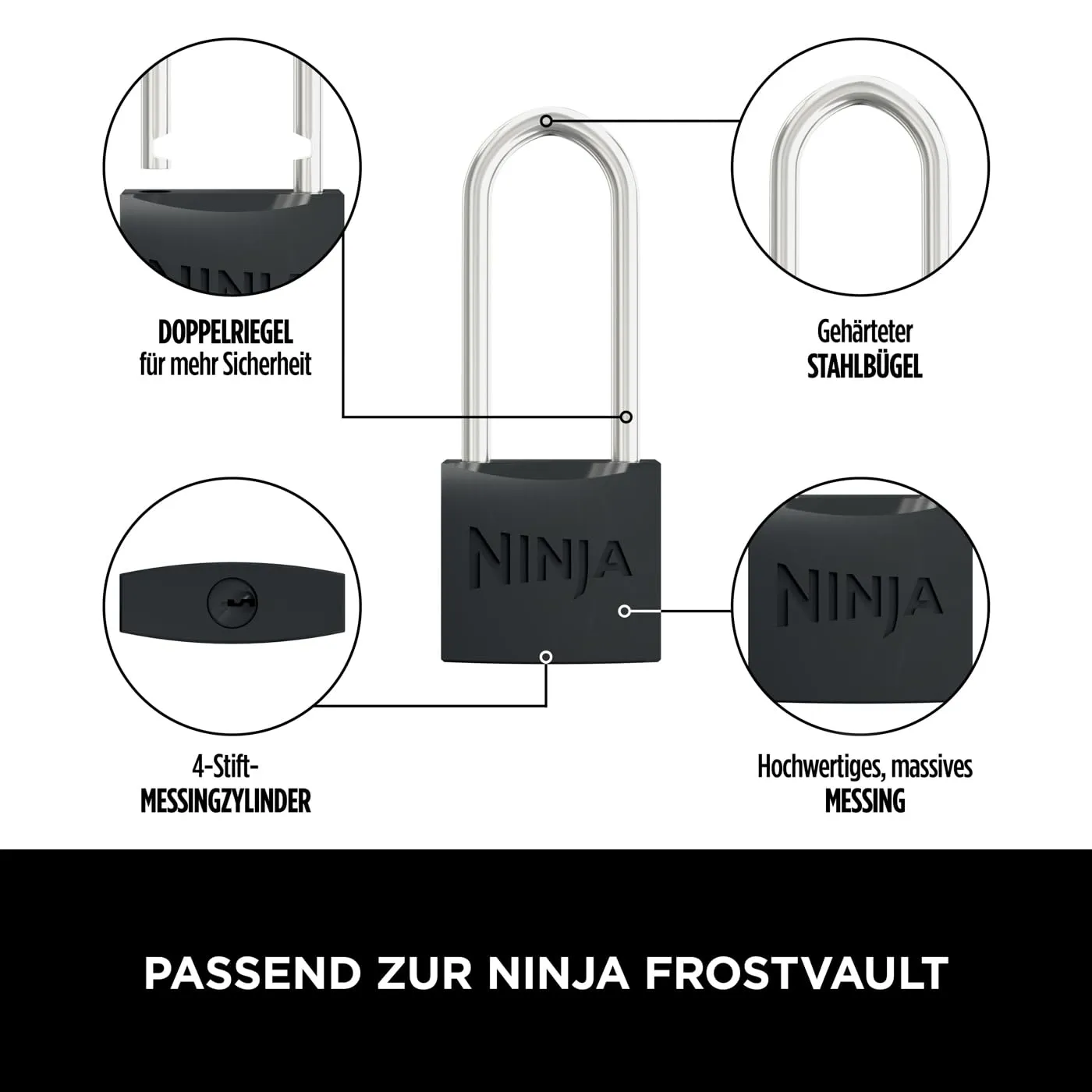 Ninja FrostVault Perfect-Fit Vorhängeschloss 2er Schwarz