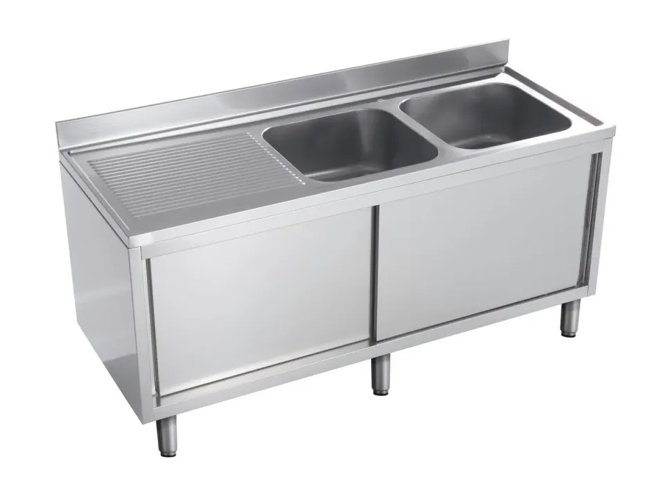 GastroHero Eco 16x7 Spülschrank 2 Becken rechts Edelstahl