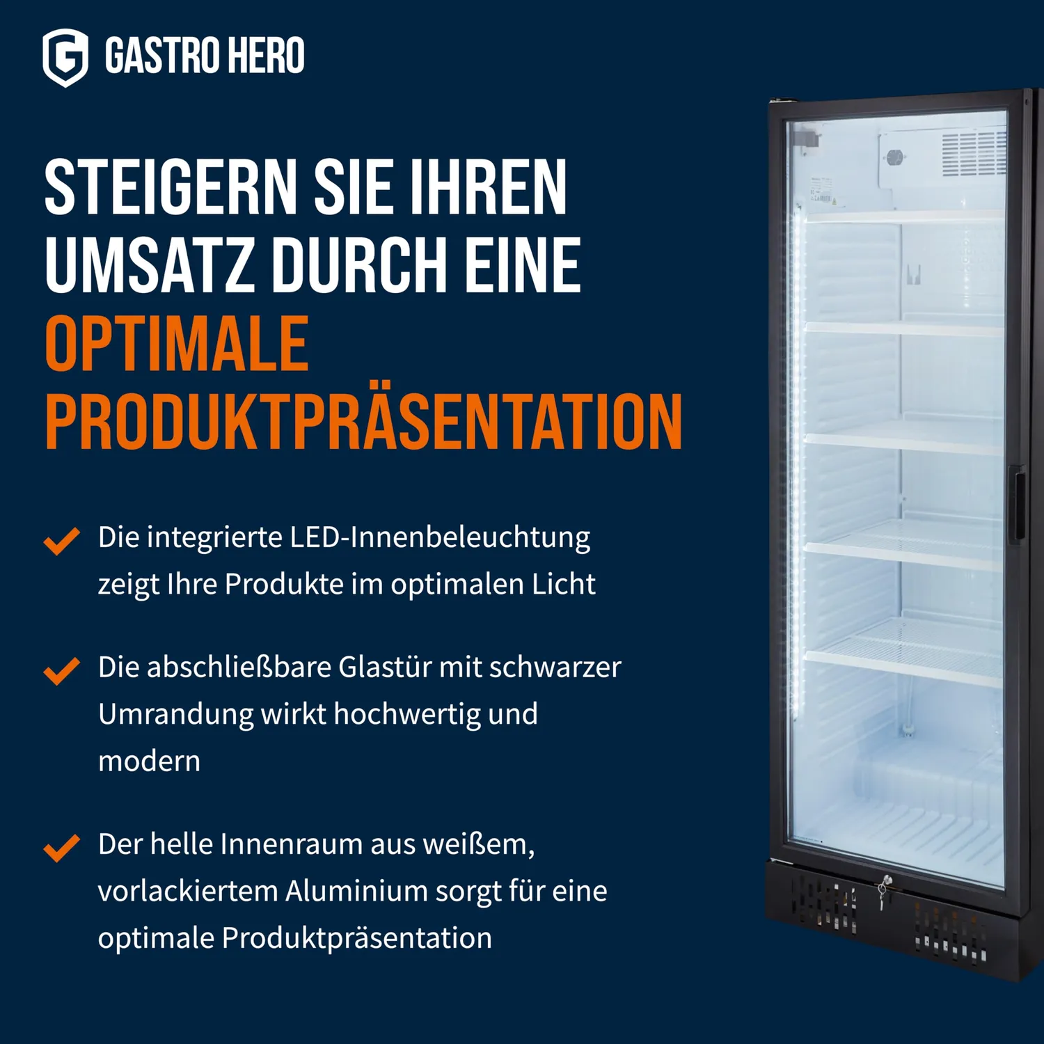 GastroHero Profi 382 Getränkekühlschrank 382 L schwarz