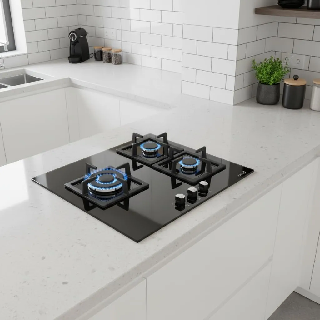 CATA SCI 6021 BK Gaskochfeld 59cm 3-flammig Glas