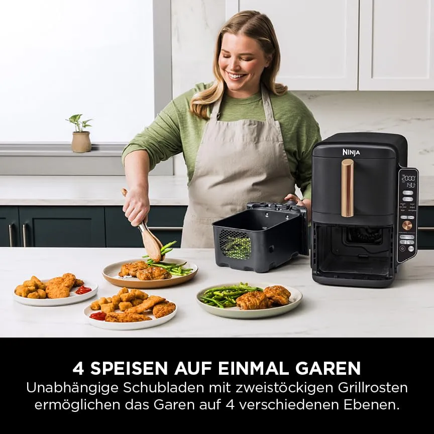 Ninja Double Stack XL Heißluftfritteuse 9,5L Schwarz-Kupfer