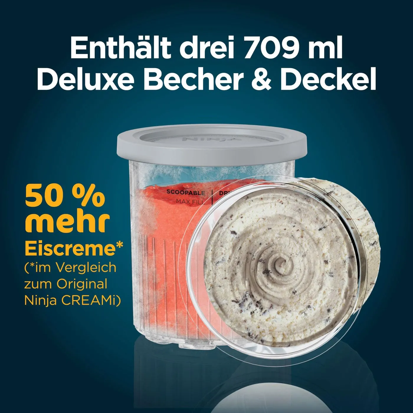 Ninja CREAMi Deluxe Eismaschine Silber 2x 710 ml 10-in-1