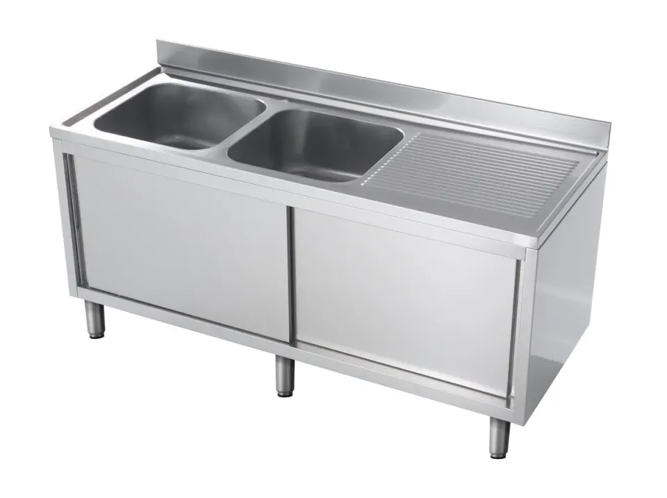 GastroHero Eco Spülschrank 14x6 2 Becken links Edelstahl