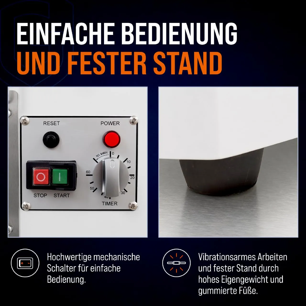 GastroHero TKM-ECO8 Teigknetmaschine 8L Weiß fester Kopf