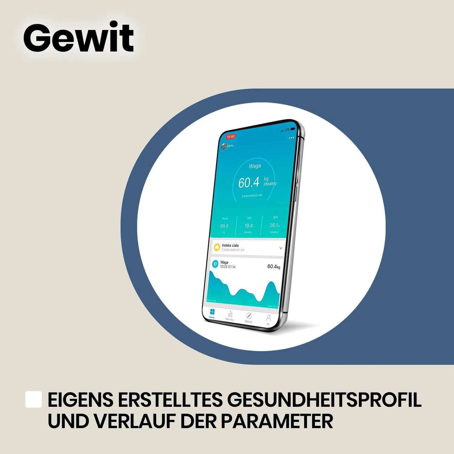 ZEEGMA Gewit Fittrack Personenwaage Weiß smart 200 kg