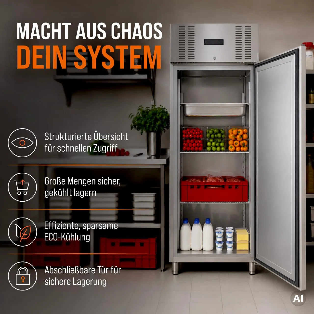 GastroHero Eline KS-ELINE650M Kühlschrank 605 L Edelstahl