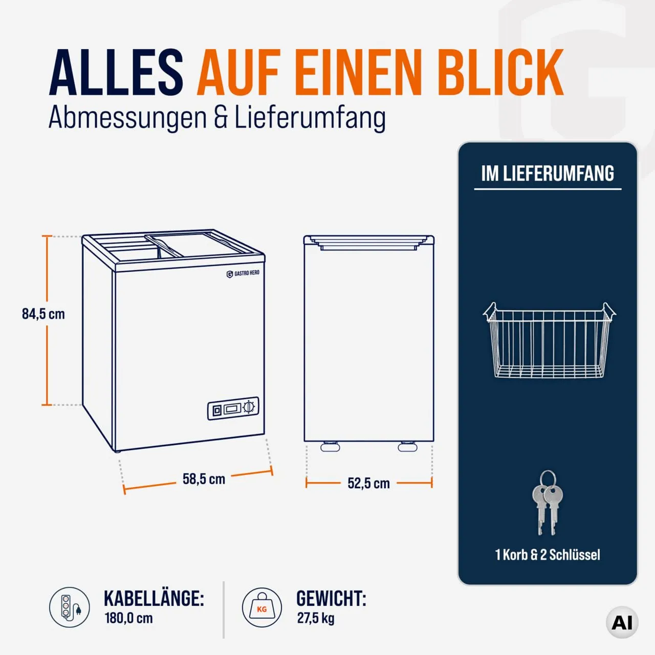 GastroHero ECO 100 Gefriertruhe 97L -18 bis -22°C