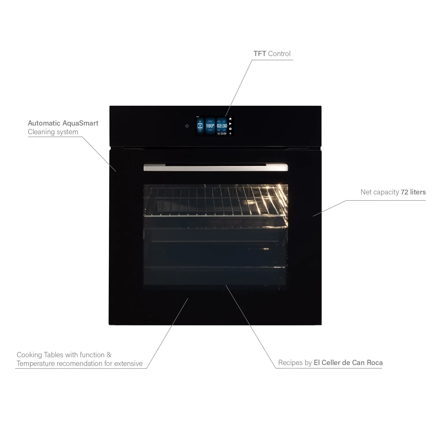 CATA MT 9011 PRO BK Einbaubackofen 70 L Schwarz 14 Funktionen