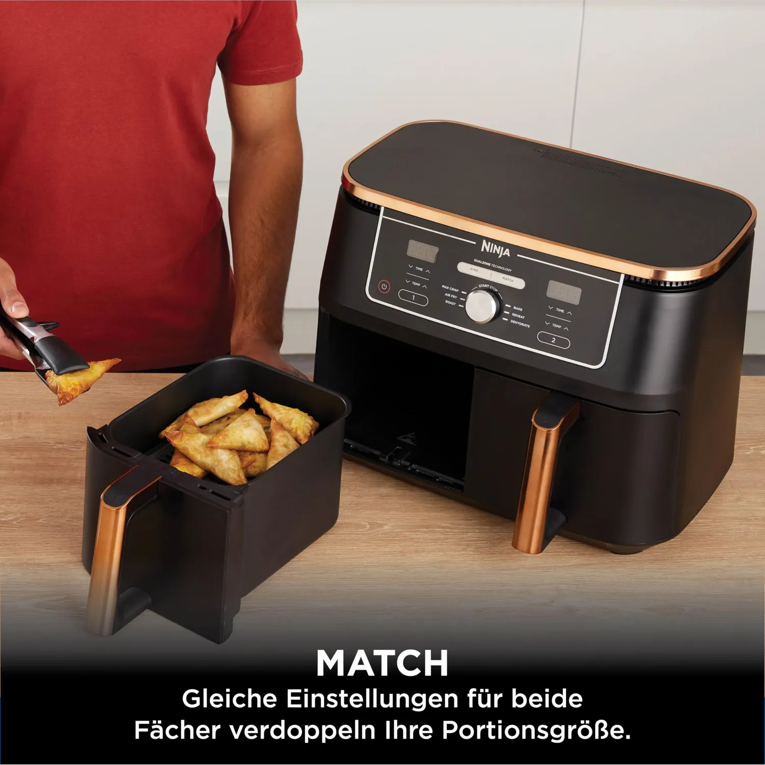 Ninja Foodi MAX AF400EUCP Heißluftfritteuse 9,5L Kupfer
