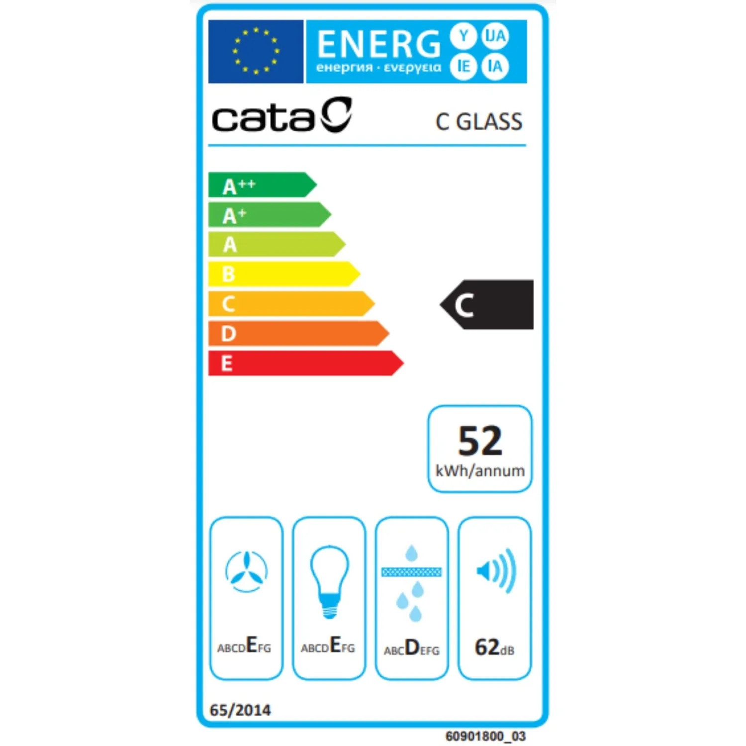 CATA C Glass 600 Dunstabzugshaube 60 cm Edelstahl LED