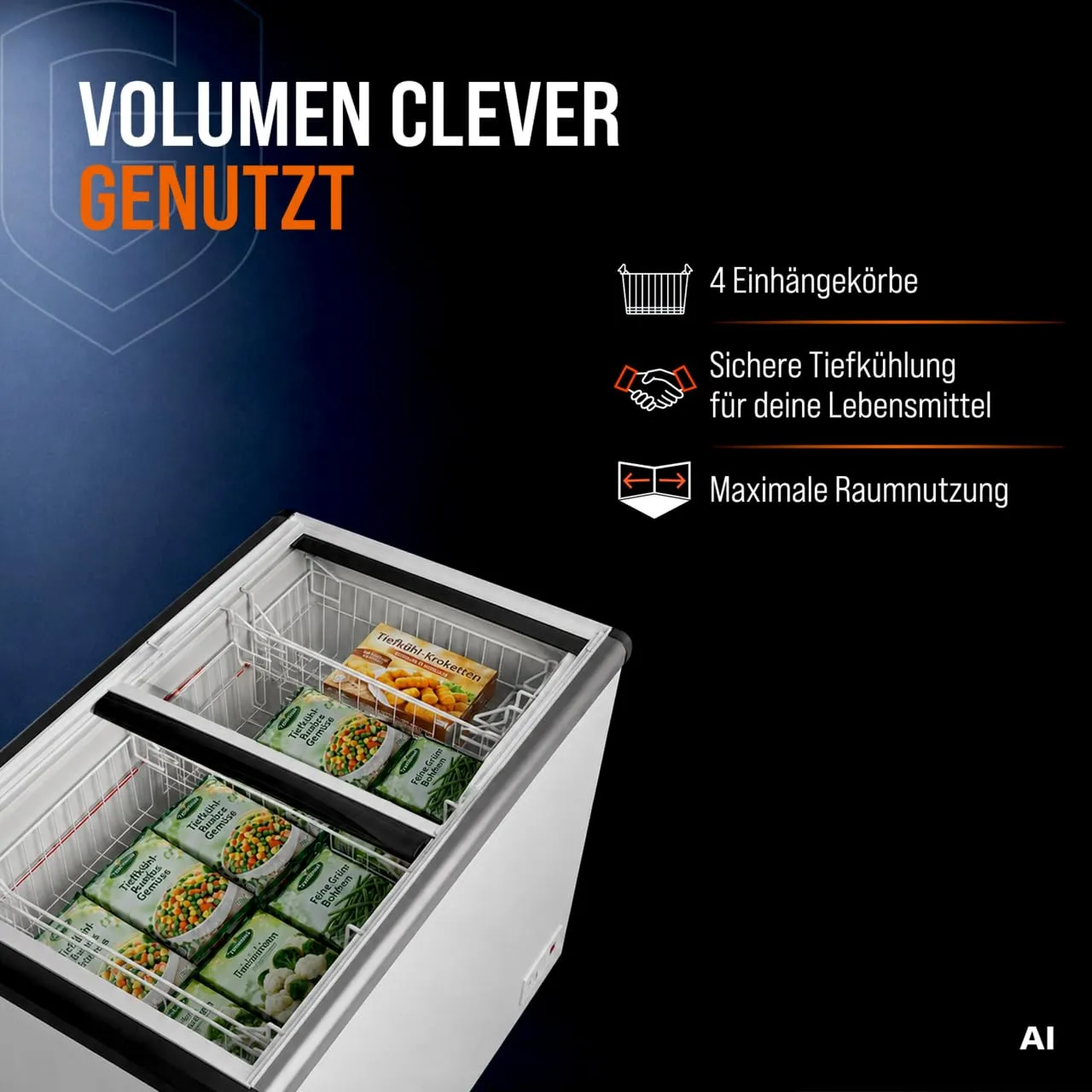 GastroHero ECO 450 Gefriertruhe 355L Glasdeckel