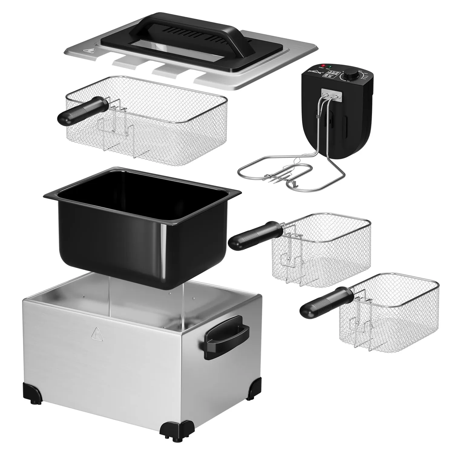 HOMELUX Friteuse 5 Liter 2000W Edelstahl 3 Körbe