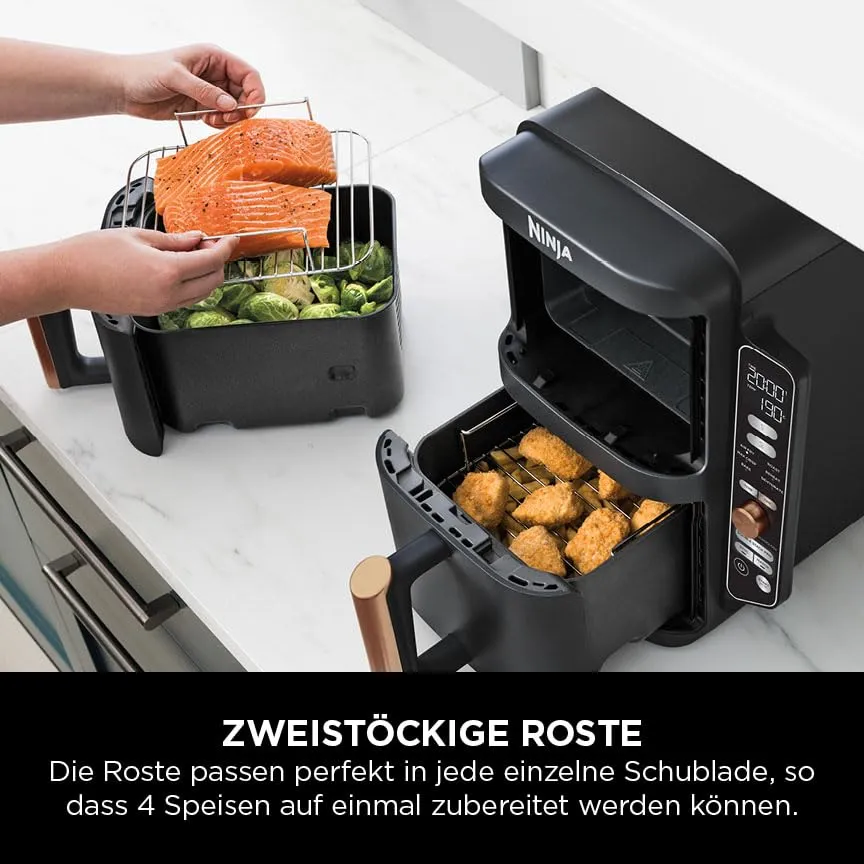 Ninja Double Stack XL Heißluftfritteuse 9,5L Schwarz-Kupfer