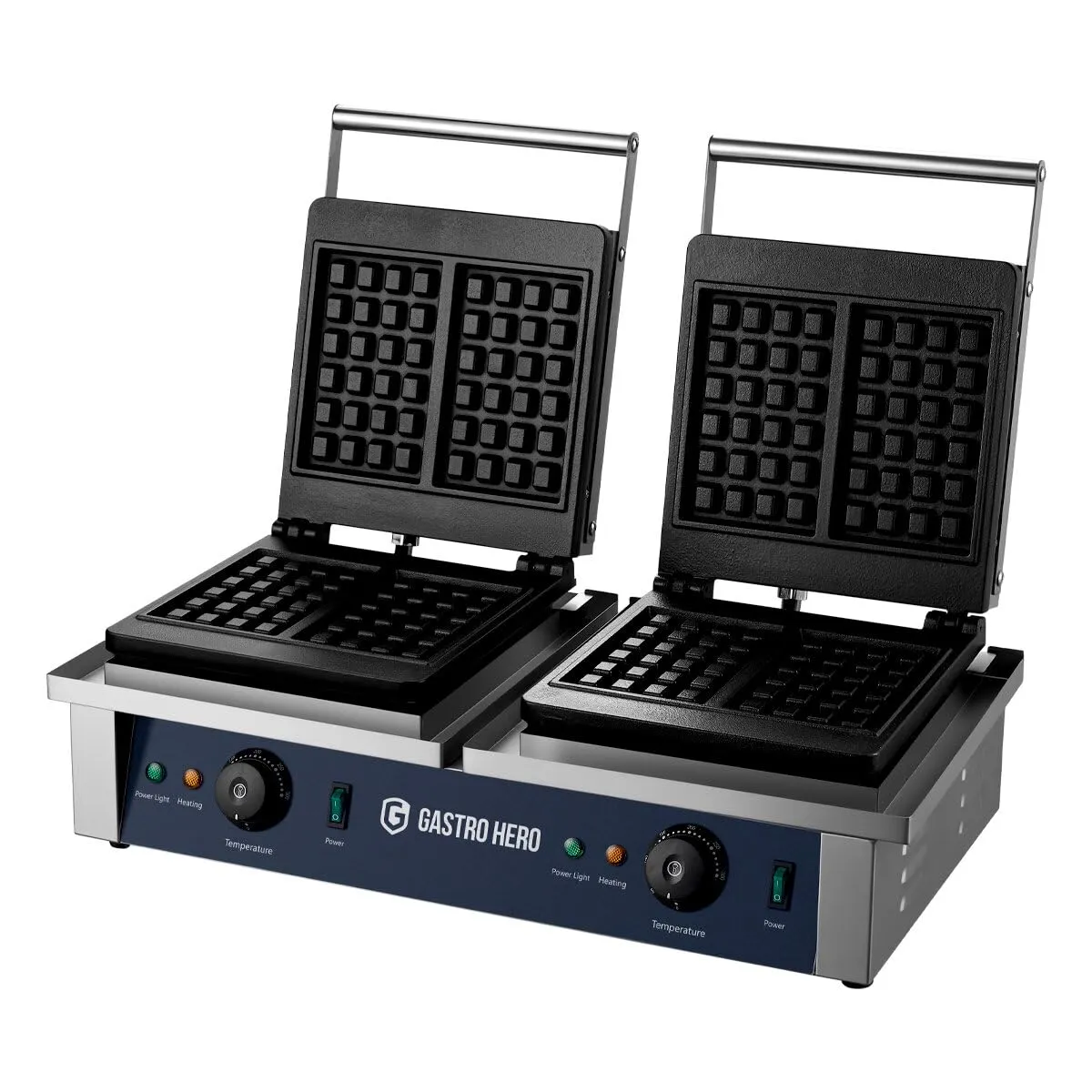 GastroHero FY-2202 Waffeleisen belgisch 4 Waffeln Edelstahl