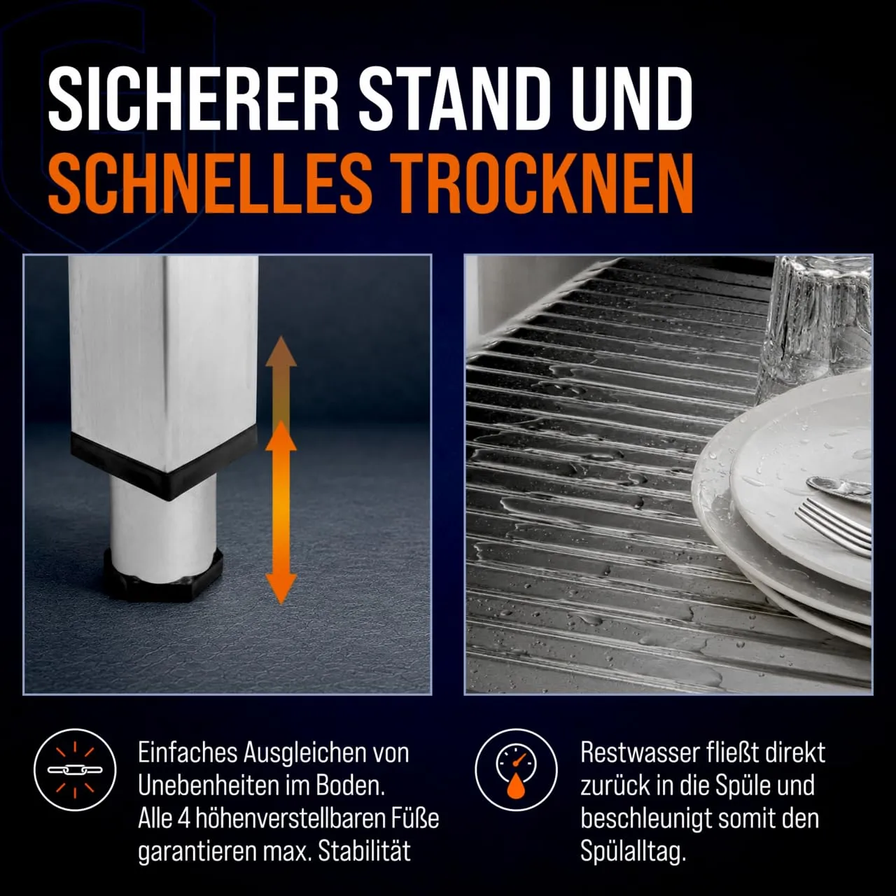 GastroHero SPT-BASIC10X7R Spültisch 100x70 cm Becken rechts