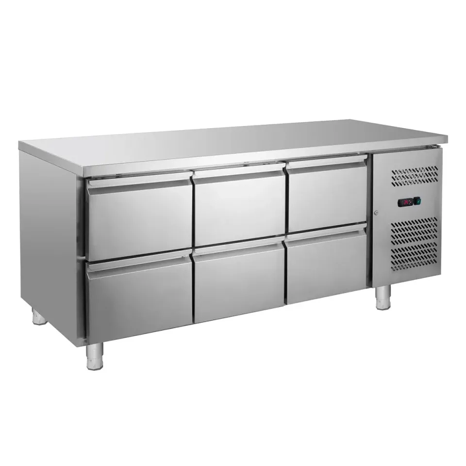GastroHero GNH3160TN Kühltisch 6 Schubladen Edelstahl Umluft