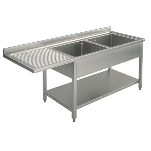 GastroHero Spülzentrum 150x70 Spültisch 2 Becken rechts Edelstahl