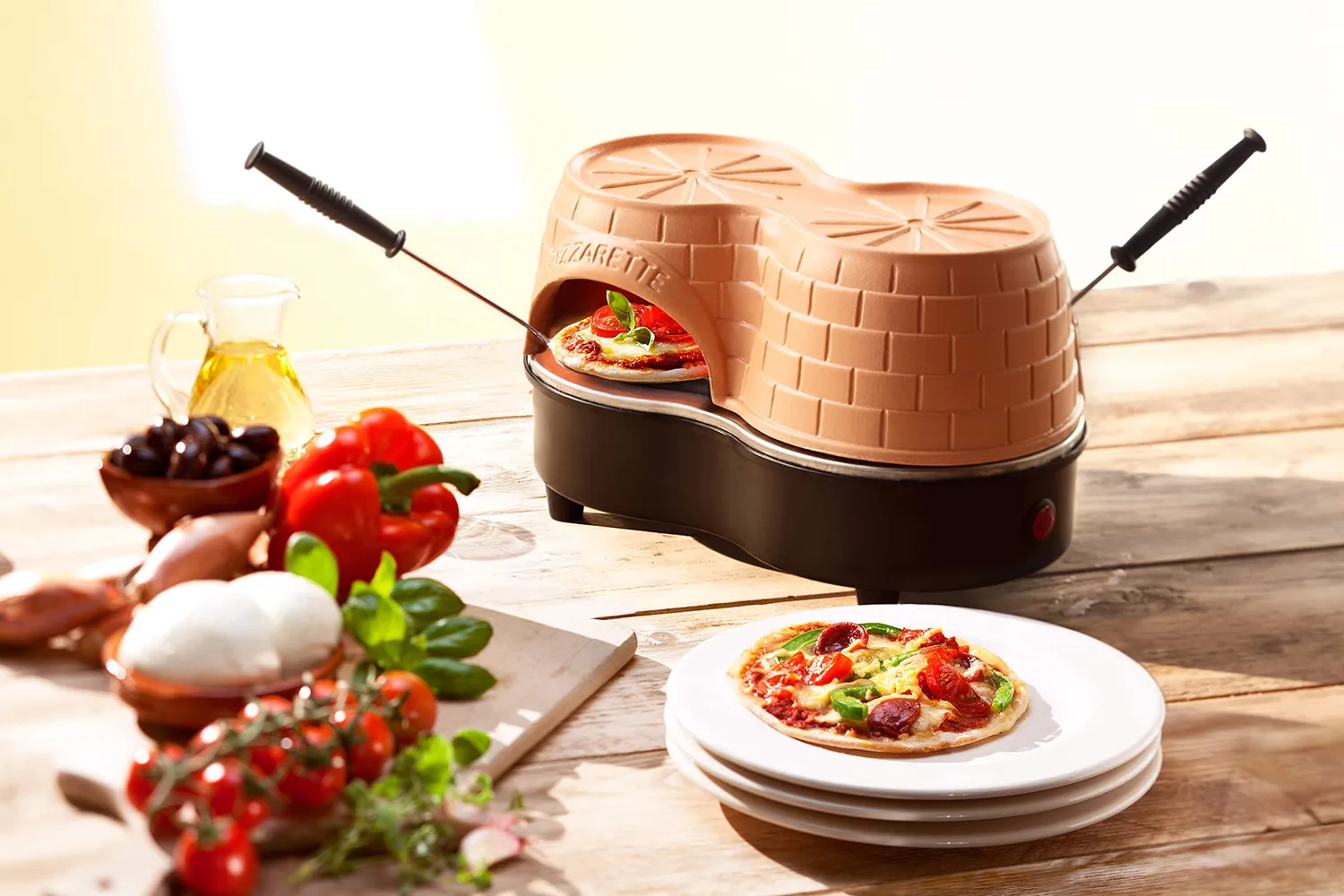 Emerio PIZZARETTE Duo PO-122250 Pizzaofen für 2 Personen Terracotta