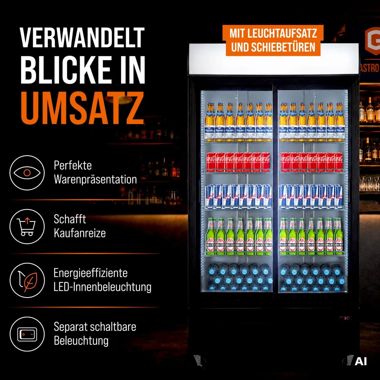 GastroHero GKS-1000ST Getränkekühlschrank 864 L 2-türig