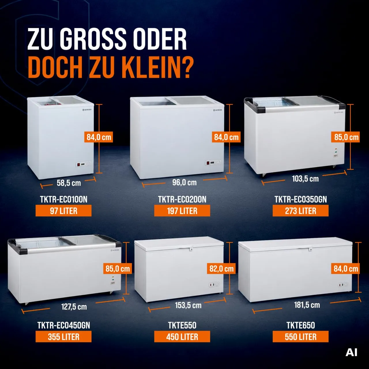 GastroHero ECO 450 Gefriertruhe 355L Glasdeckel