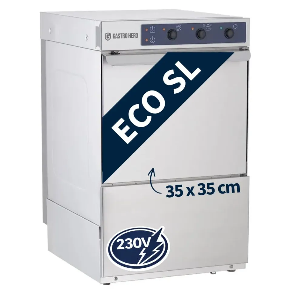 GastroHero ECO GLSME35SL Gläserspülmaschine 35x35 cm Edelstahl