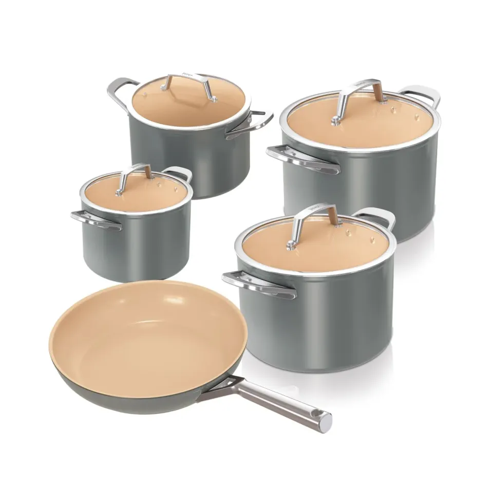 Ninja Extended Life Keramik Topfset 5-teilig Grau Terracotta antihaft