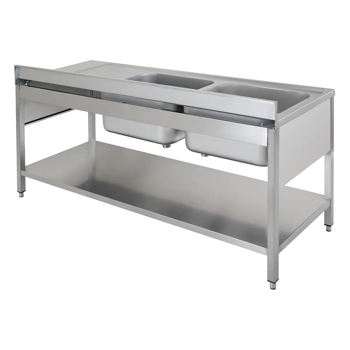 GastroHero ECO Spültisch 200x70 cm 2 Becken links