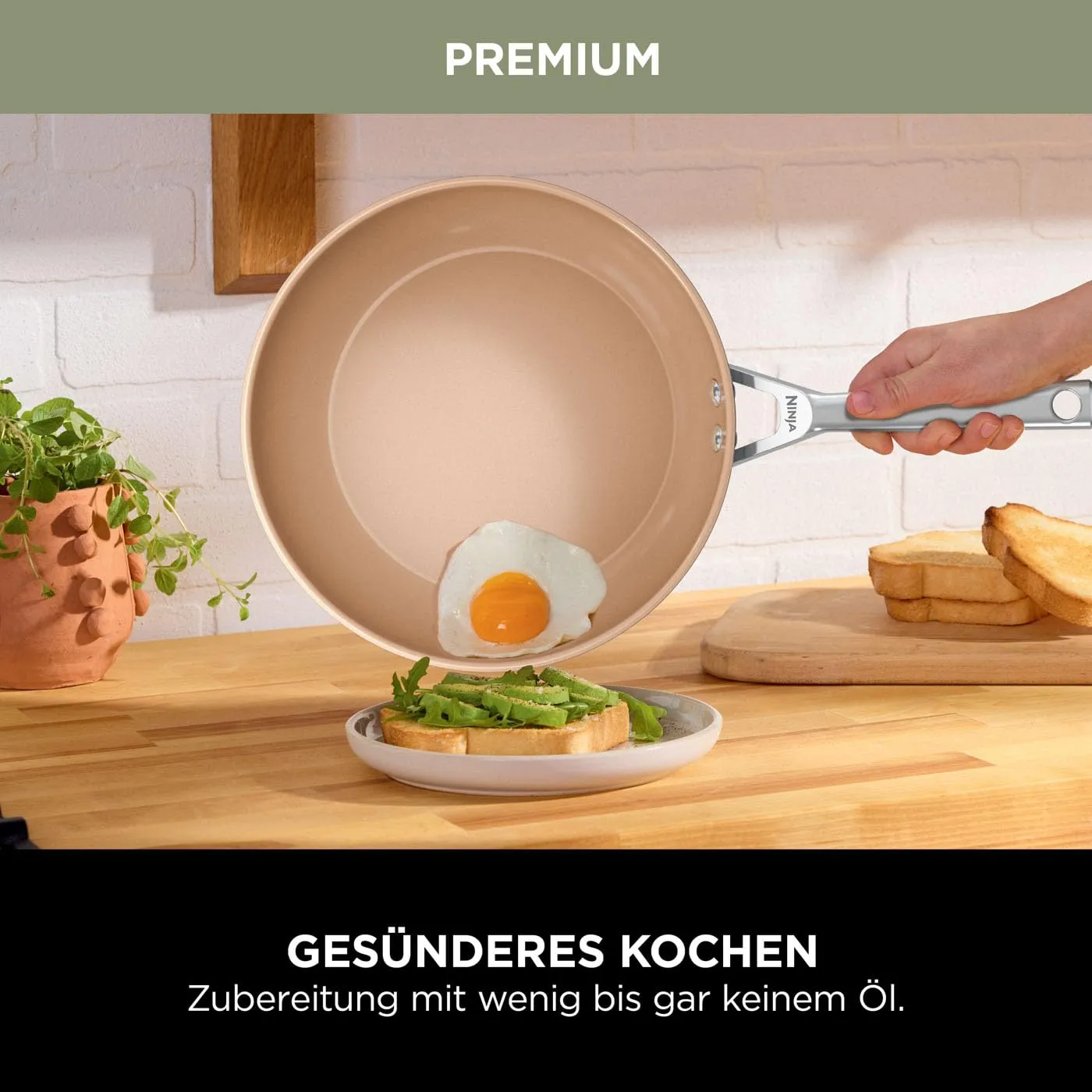 Ninja Extended Life Bratpfanne 24cm Keramik Terrakotta