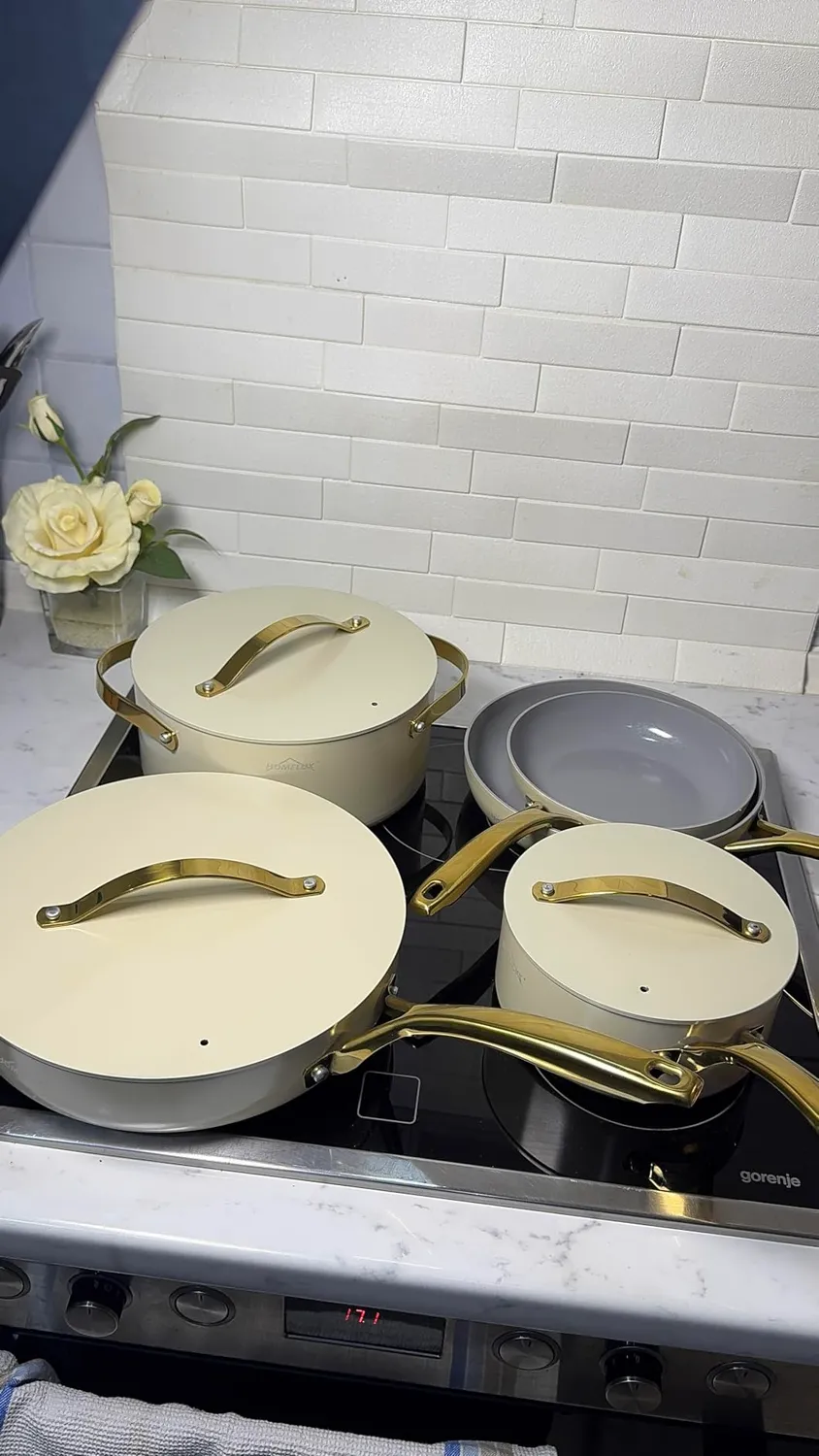 HOMELUX Topfset Induktion 8-teilig weiß-gold Antihaft